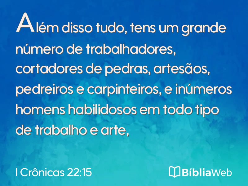 I Crônicas 22:15 em imagem para compartilhar