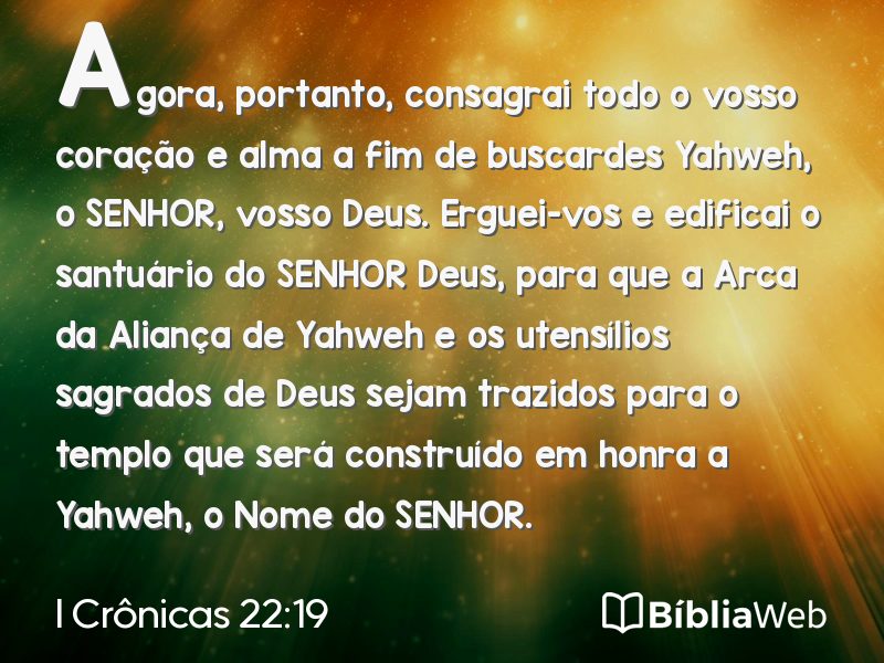 I Crônicas 22:19 em imagem para compartilhar
