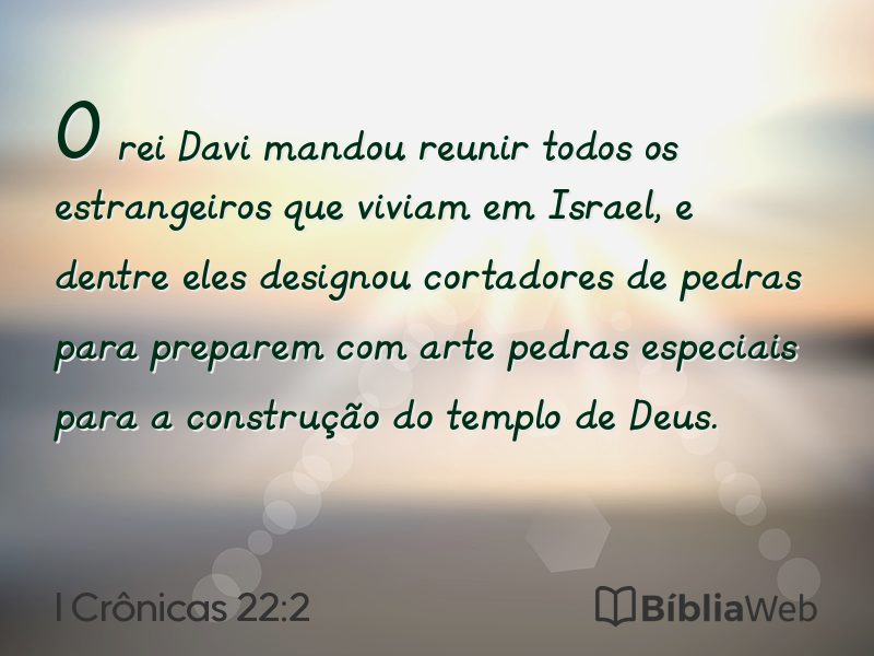 I Crônicas 22:2 em imagem para compartilhar