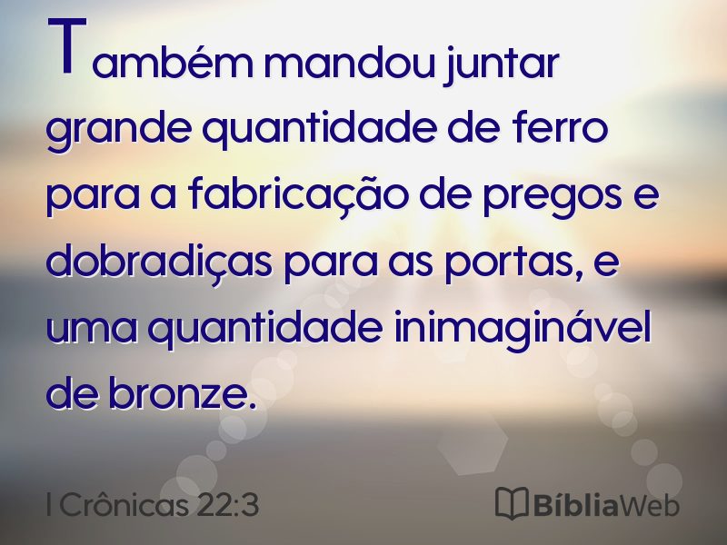 I Crônicas 22:3 em imagem para compartilhar