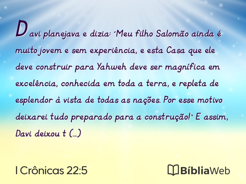 I Crônicas 22:5 em imagem para compartilhar
