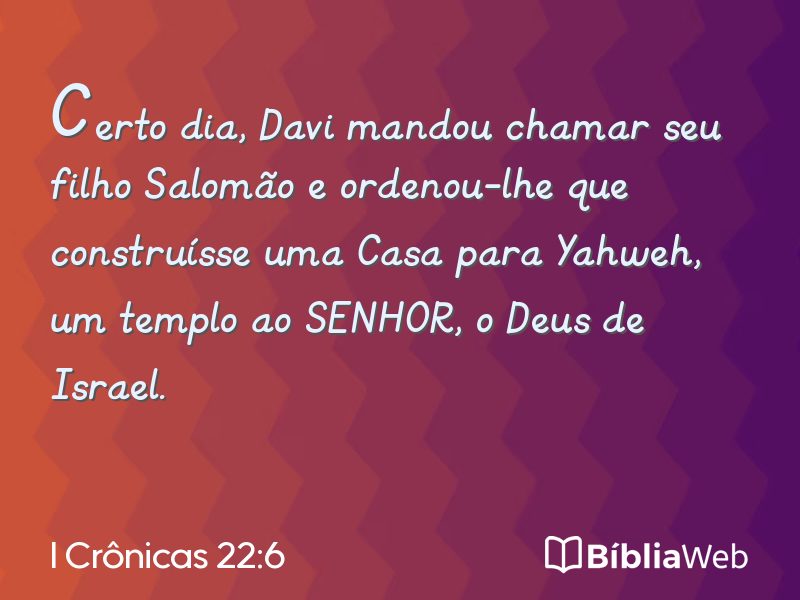 I Crônicas 22:6 em imagem para compartilhar