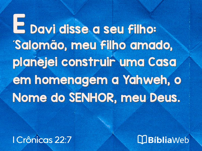 I Crônicas 22:7 em imagem para compartilhar