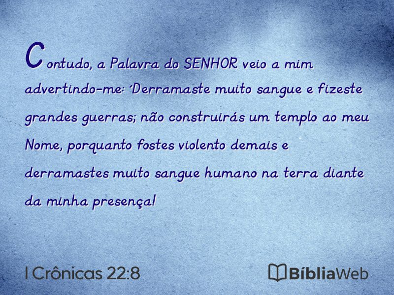 I Crônicas 22:8 em imagem para compartilhar