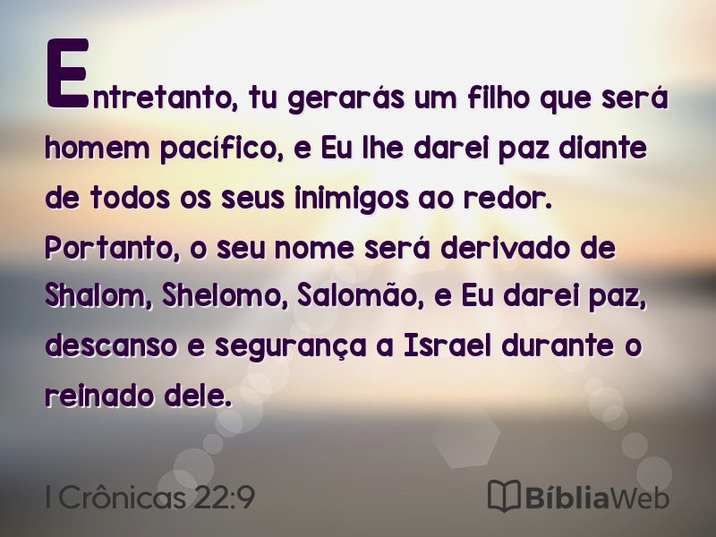 I Crônicas 22:9 em imagem para compartilhar