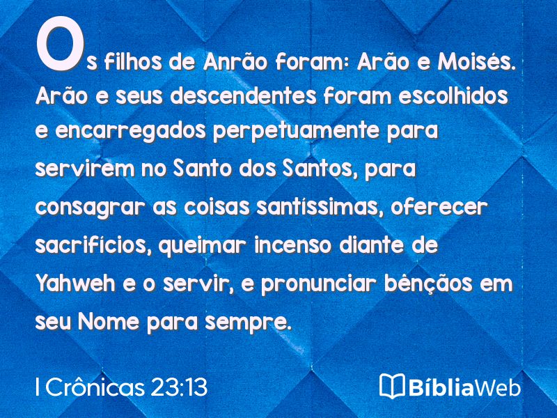 I Crônicas 23:13 em imagem para compartilhar
