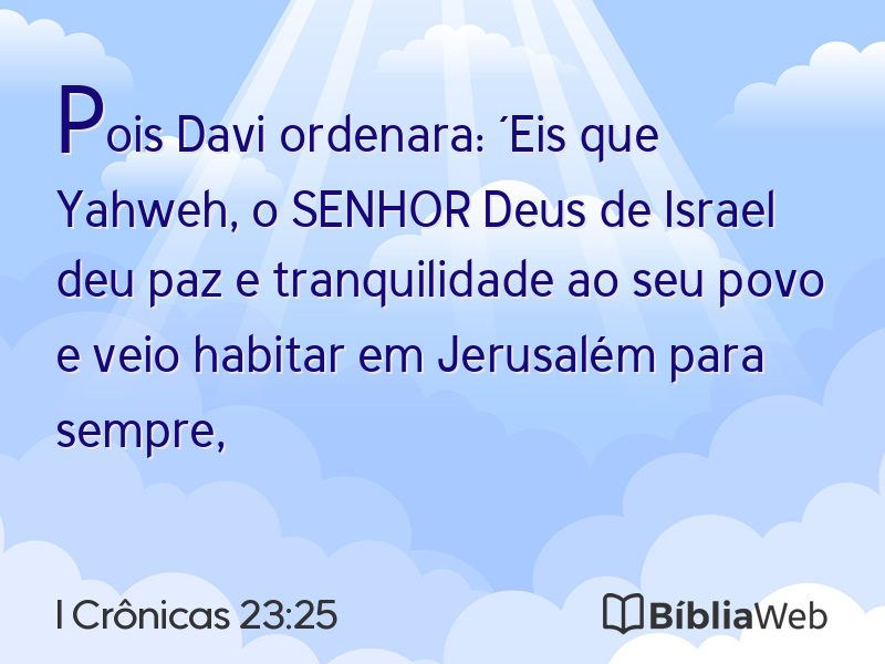 I Crônicas 23:25 em imagem para compartilhar