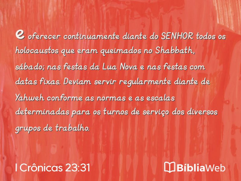 I Crônicas 23:31 em imagem para compartilhar