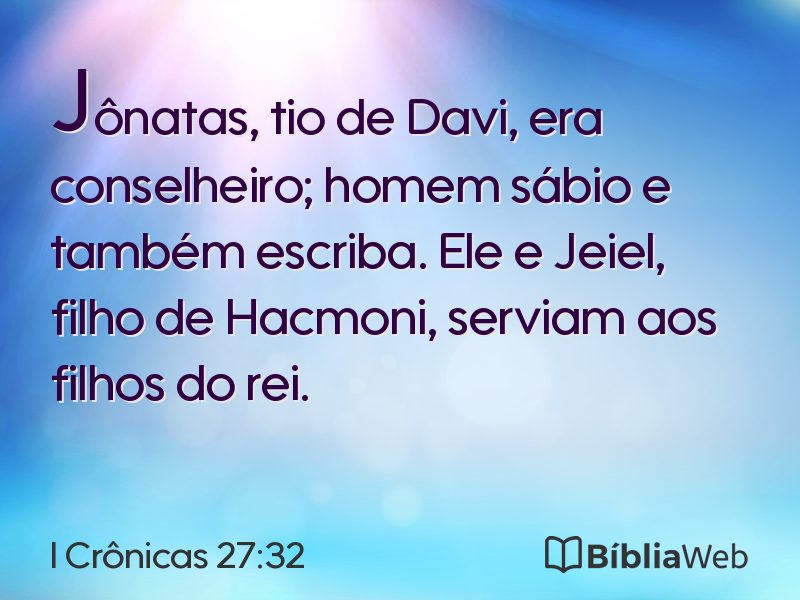 I Crônicas 27:32 em imagem para compartilhar
