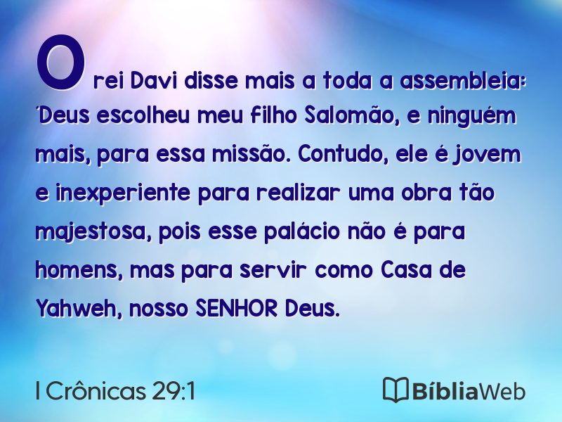 I Crônicas 29:1 em imagem para compartilhar