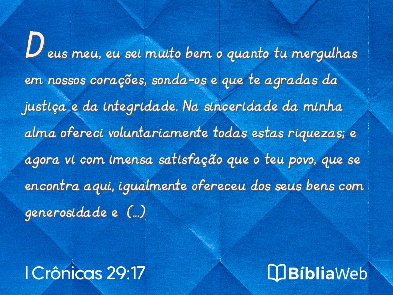I Crônicas 29:17 em imagem para compartilhar