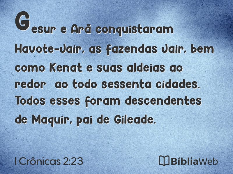 I Crônicas 2:23 em imagem para compartilhar