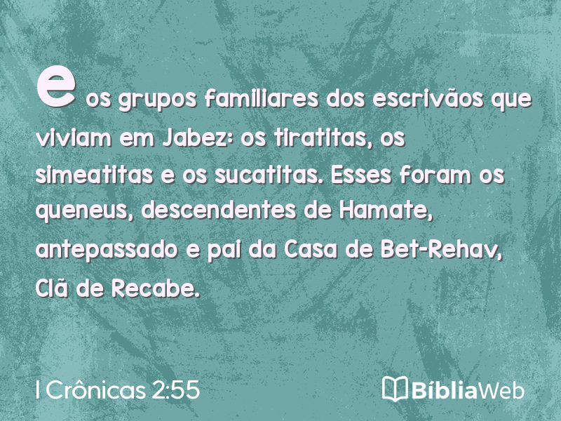 I Crônicas 2:55 em imagem para compartilhar