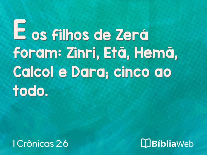 I Crônicas 2:6 em imagem para compartilhar