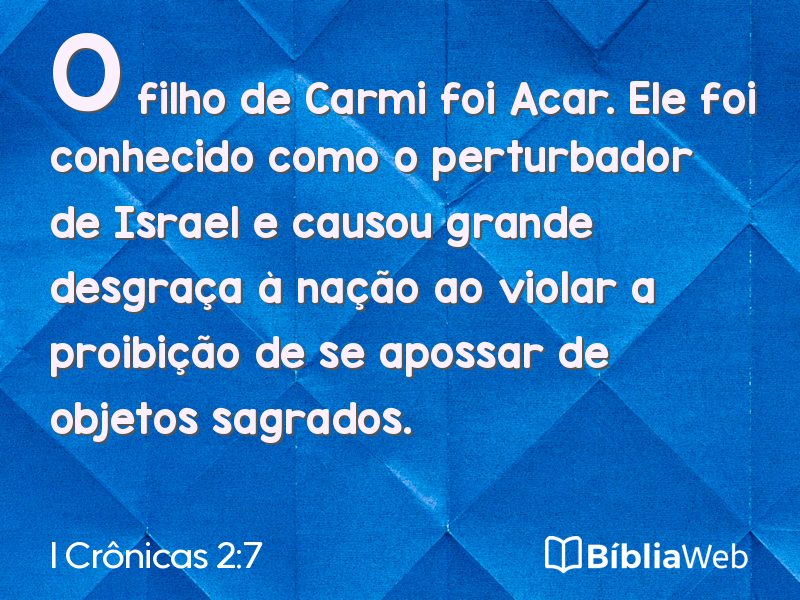 I Crônicas 2:7 em imagem para compartilhar