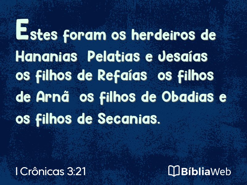 I Crônicas 3:21 em imagem para compartilhar