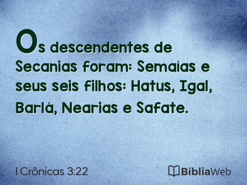 I Crônicas 3:22 em imagem para compartilhar