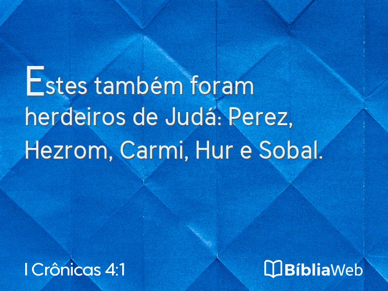 I Crônicas 4:1 em imagem para compartilhar