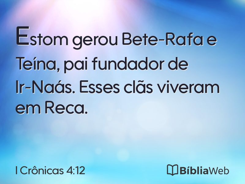 I Crônicas 4:12 em imagem para compartilhar