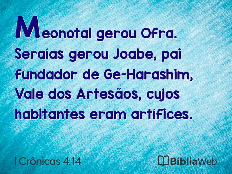 I Crônicas 4:14 em imagem para compartilhar