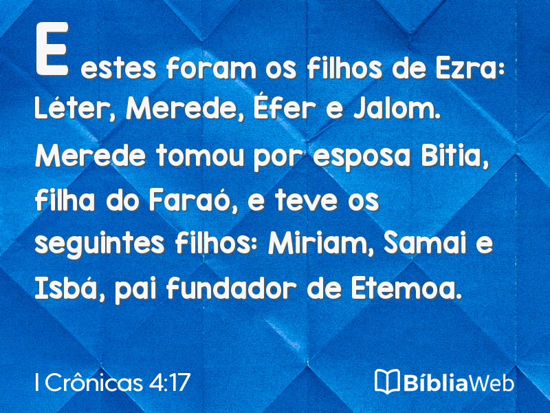 I Crônicas 4:17 em imagem para compartilhar
