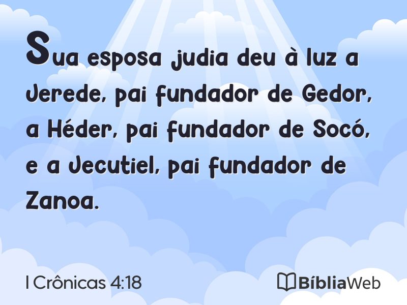 I Crônicas 4:18 em imagem para compartilhar