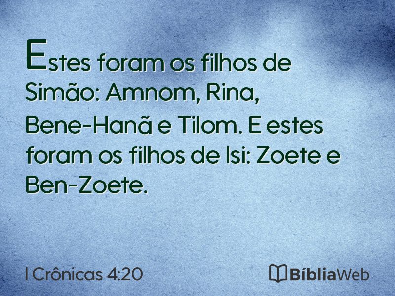 I Crônicas 4:20 em imagem para compartilhar