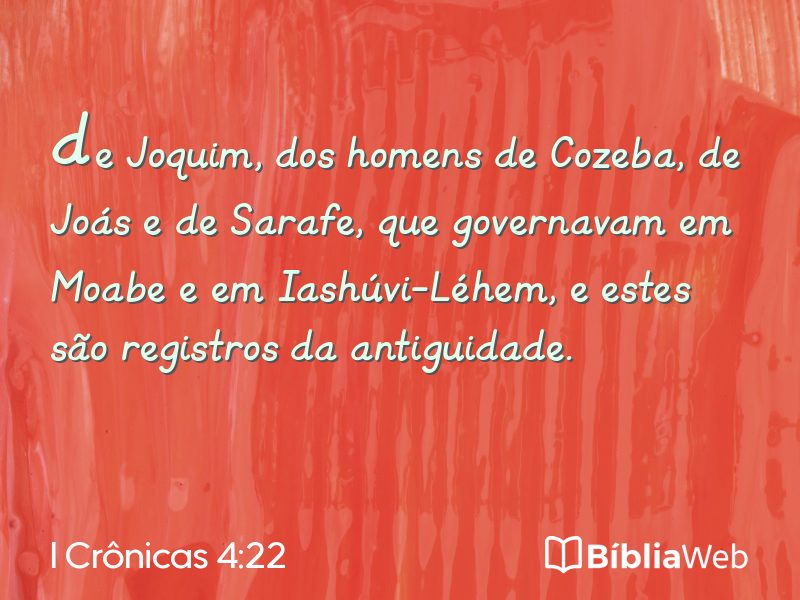 I Crônicas 4:22 em imagem para compartilhar