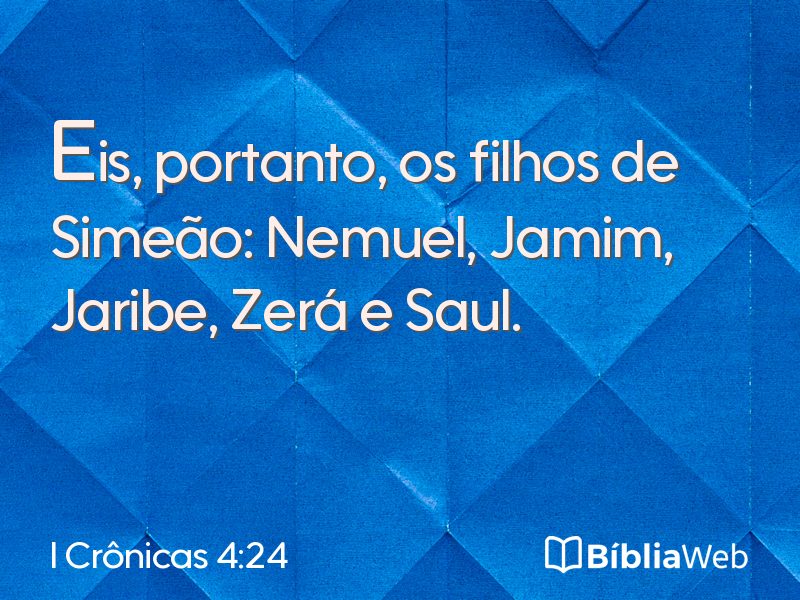 I Crônicas 4:24 em imagem para compartilhar