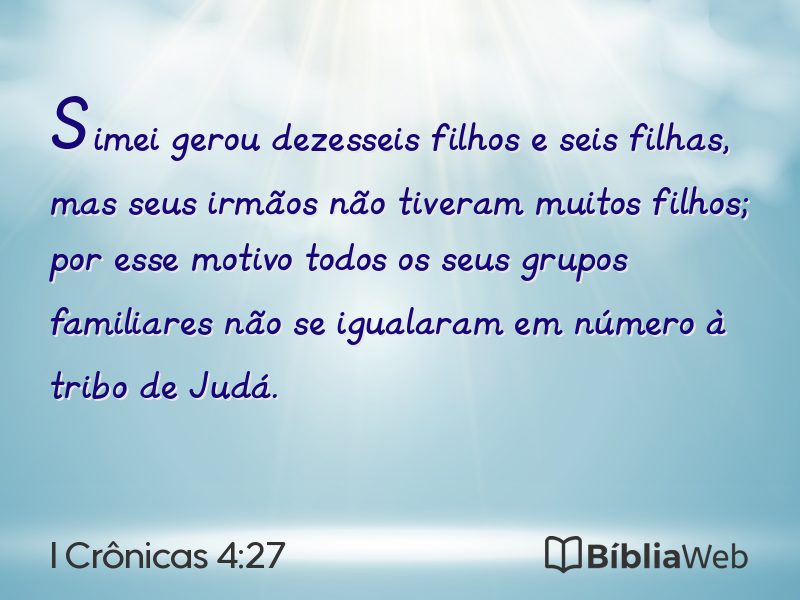 I Crônicas 4:27 em imagem para compartilhar