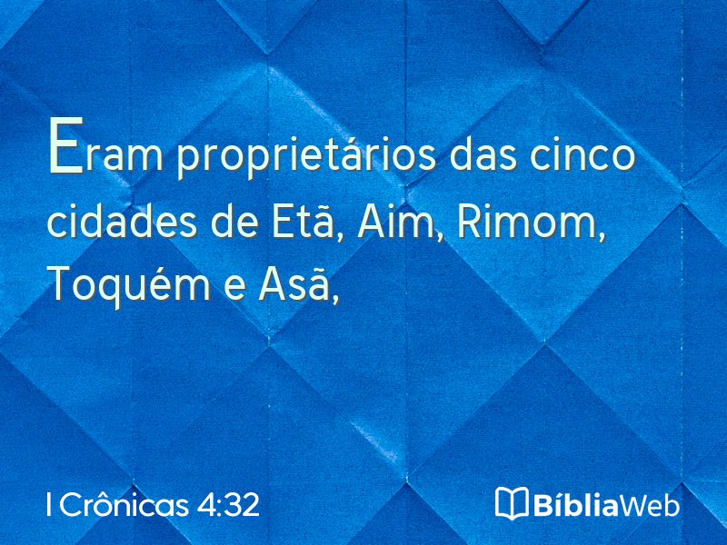 I Crônicas 4:32 em imagem para compartilhar