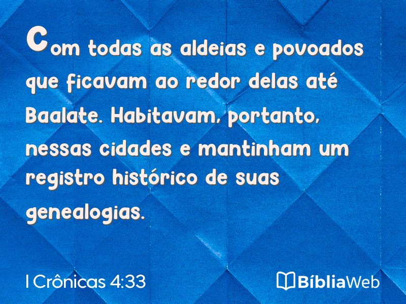 I Crônicas 4:33 em imagem para compartilhar