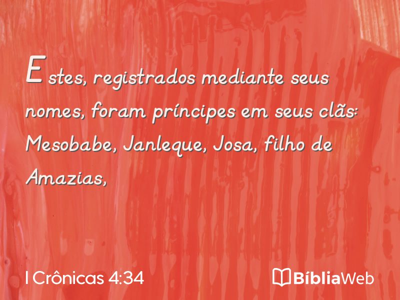 I Crônicas 4:34 em imagem para compartilhar