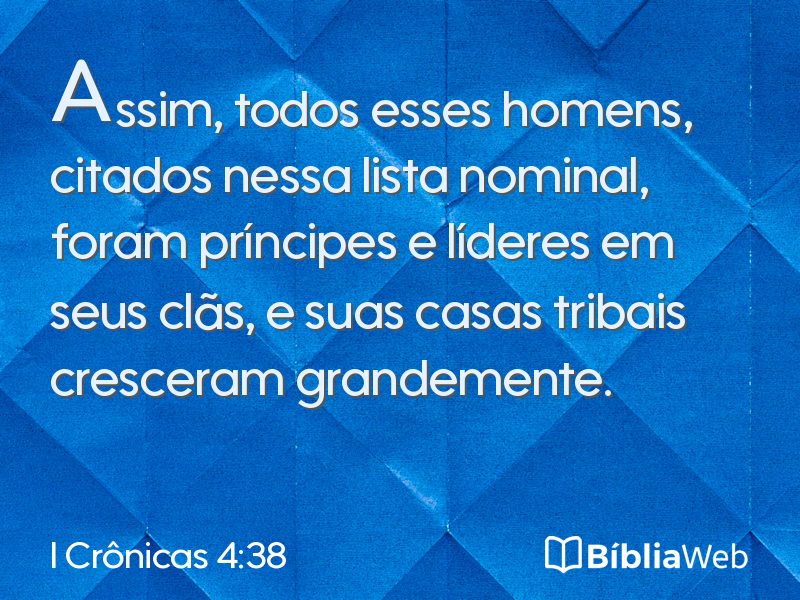 I Crônicas 4:38 em imagem para compartilhar