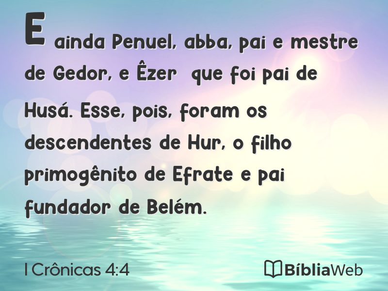 I Crônicas 4:4 em imagem para compartilhar
