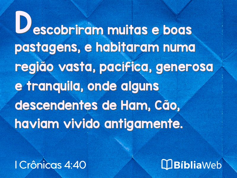 I Crônicas 4:40 em imagem para compartilhar