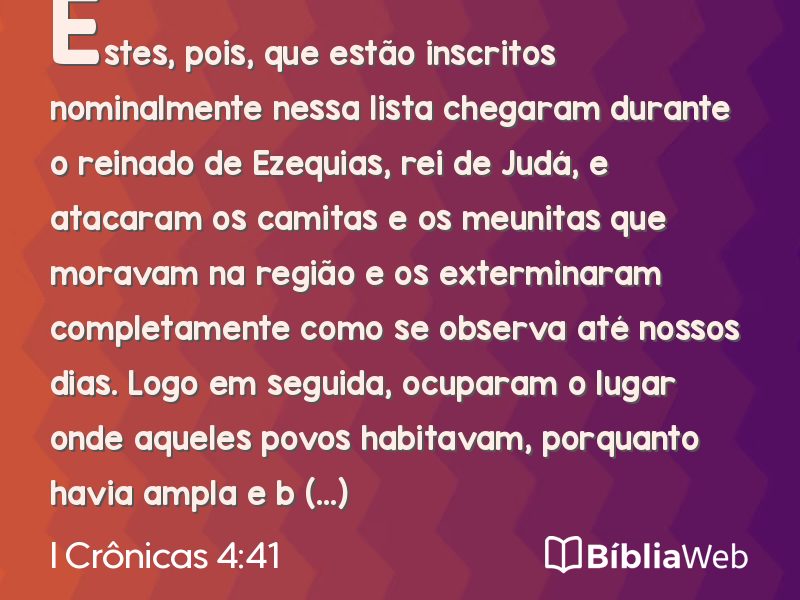 I Crônicas 4:41 em imagem para compartilhar