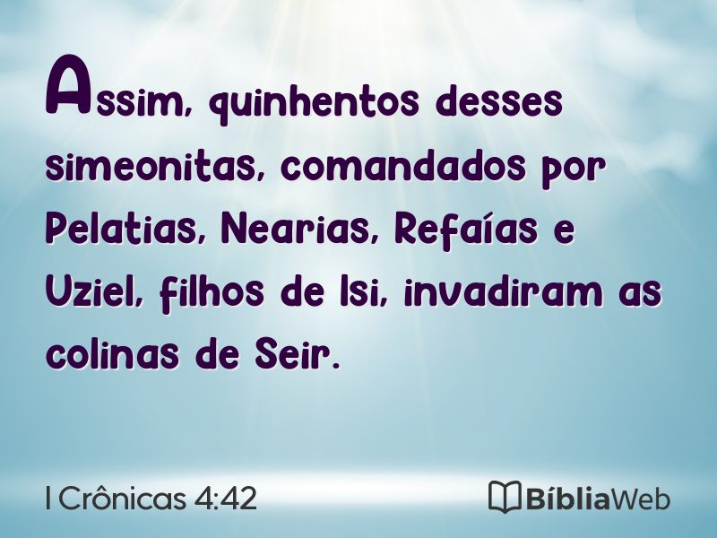 I Crônicas 4:42 em imagem para compartilhar