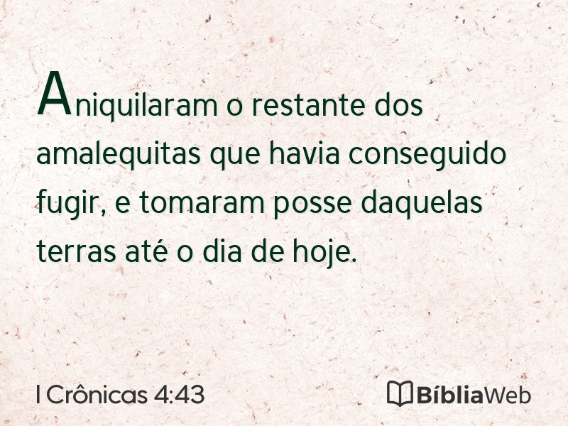 I Crônicas 4:43 em imagem para compartilhar