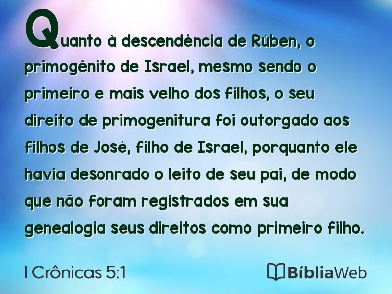 I Crônicas 5:1 em imagem para compartilhar