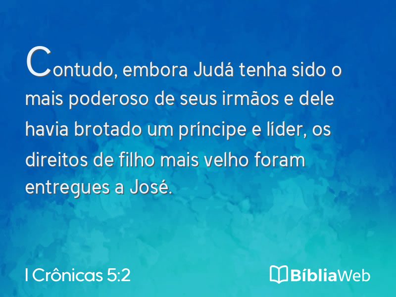 I Crônicas 5:2 em imagem para compartilhar