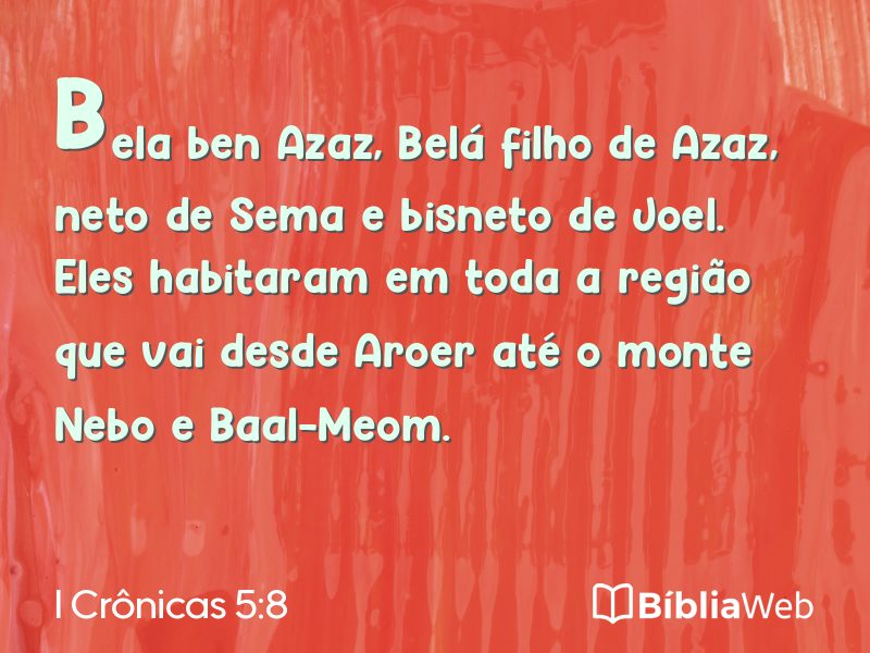 I Crônicas 5:8 em imagem para compartilhar
