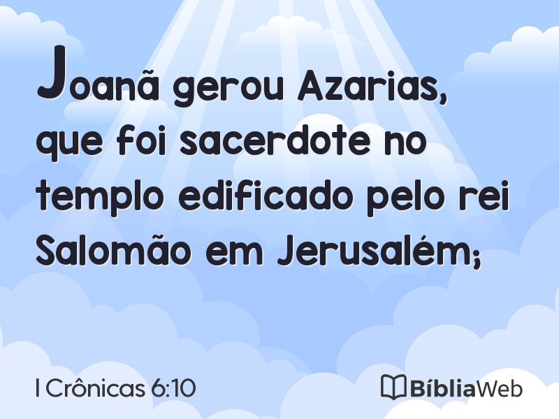 I Crônicas 6:10 em imagem para compartilhar