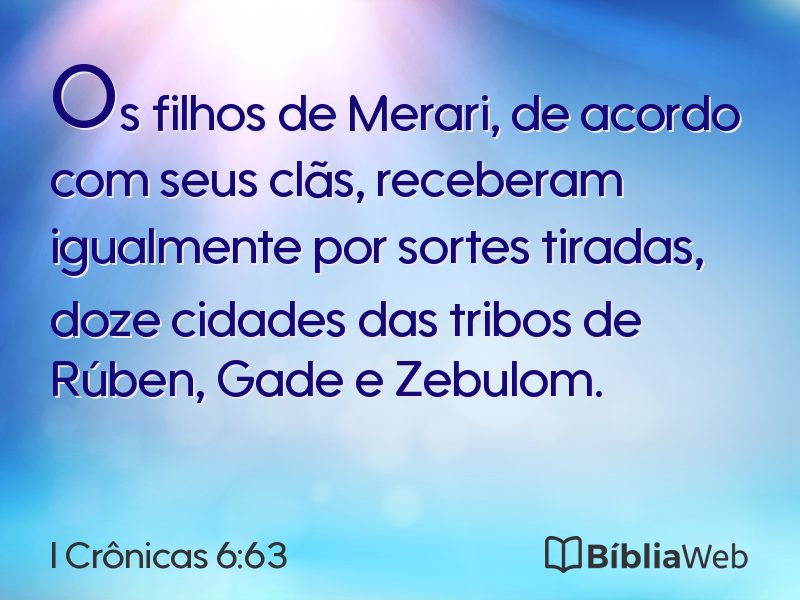 I Crônicas 6:63 em imagem para compartilhar