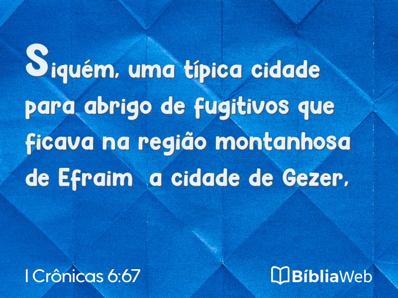 I Crônicas 6:67 em imagem para compartilhar