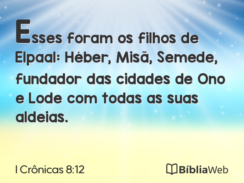 I Crônicas 8:12 em imagem para compartilhar