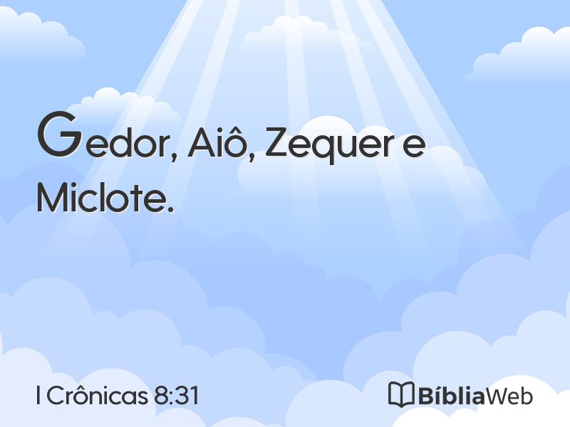 I Crônicas 8:31 em imagem para compartilhar