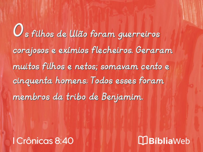 I Crônicas 8:40 em imagem para compartilhar
