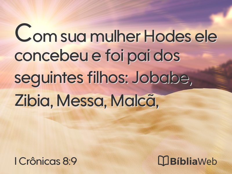 I Crônicas 8:9 em imagem para compartilhar