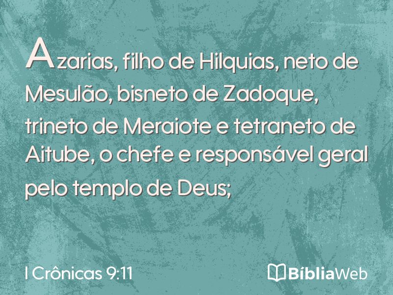 I Crônicas 9:11 em imagem para compartilhar